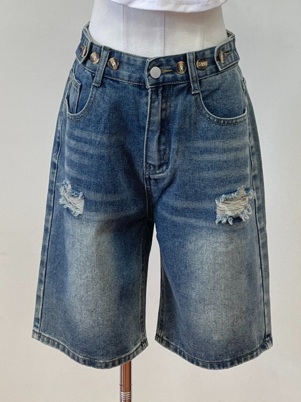 Women's Denim Distressed Jorts Jean Shorts
